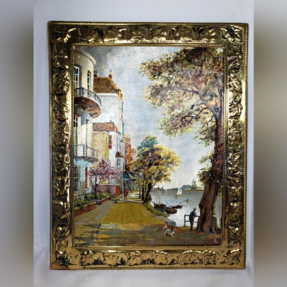 Vintage Set Of 2 Beautiful Painting Pictures With Gold Frame - Picture 2 of 16